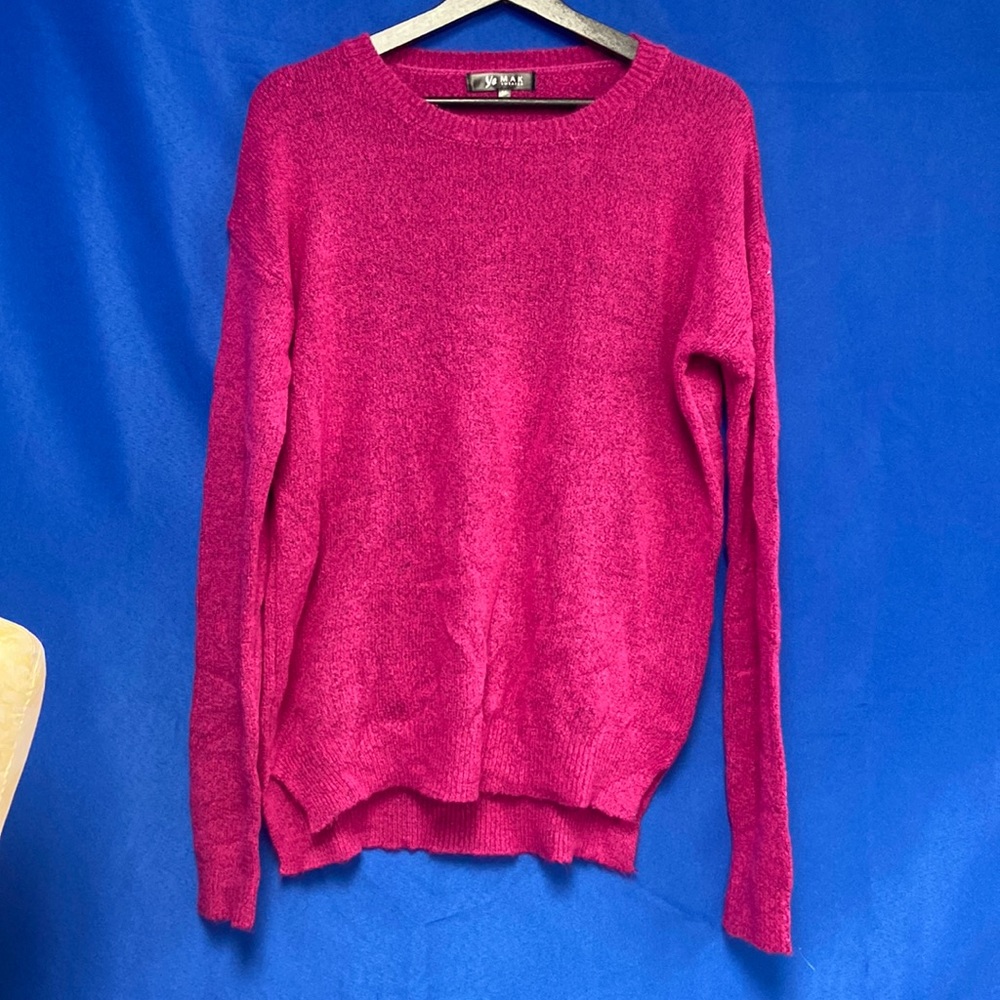 Mak Sweater Womens Magenta Knit Sweater (4423)